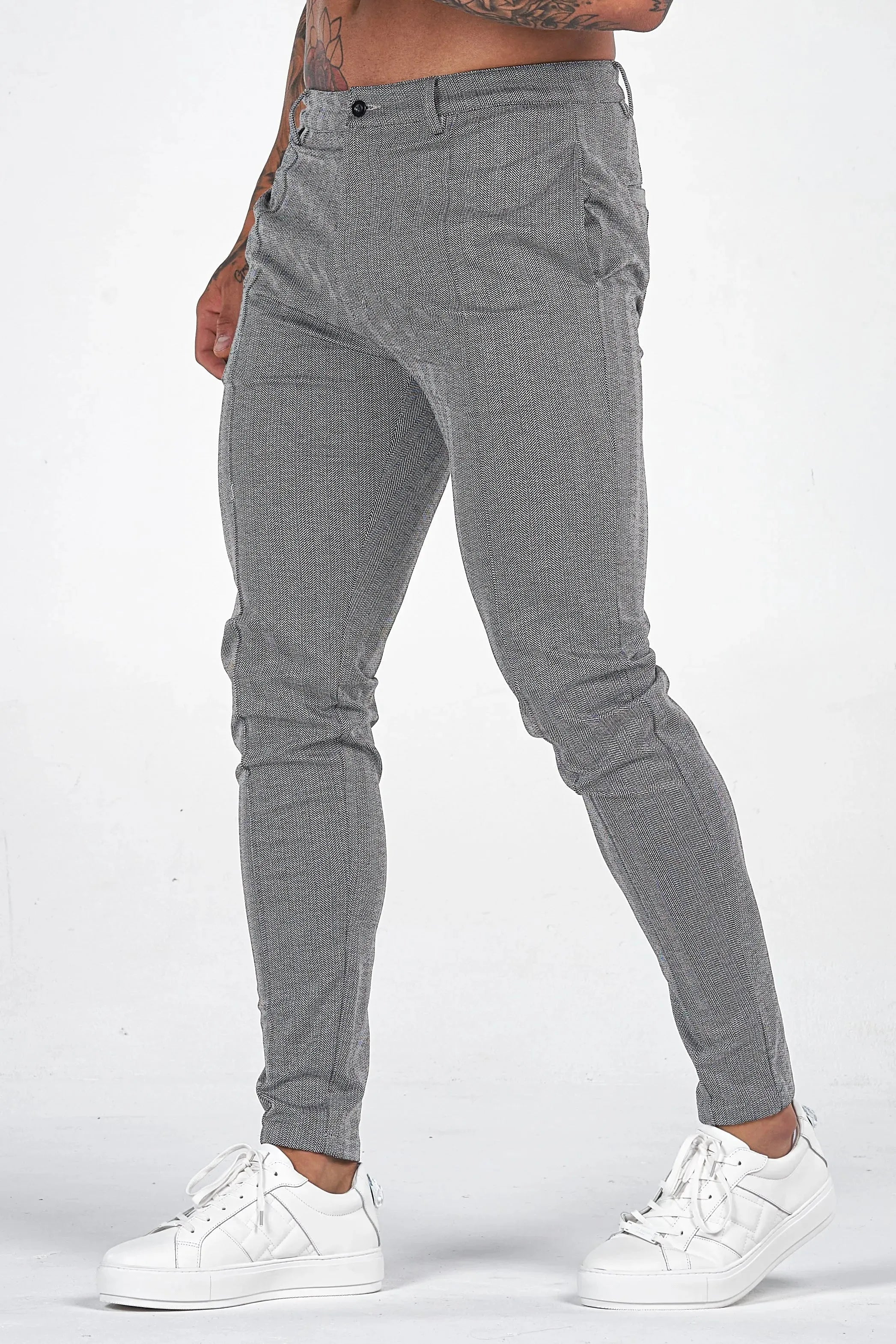 LE PANTALON CHEVRON - GRIS CLAIR