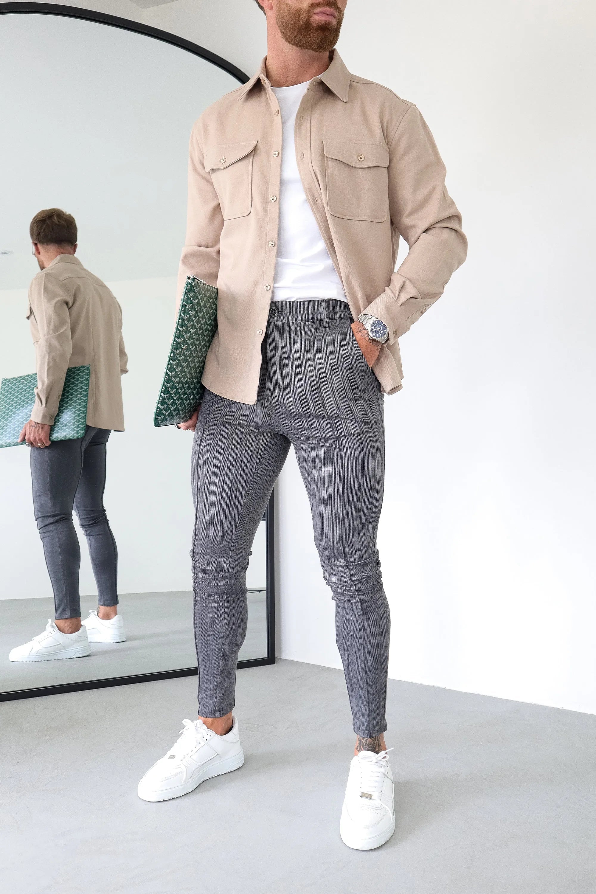 LE PANTALON CHEVRON - GRIS FONCÉ