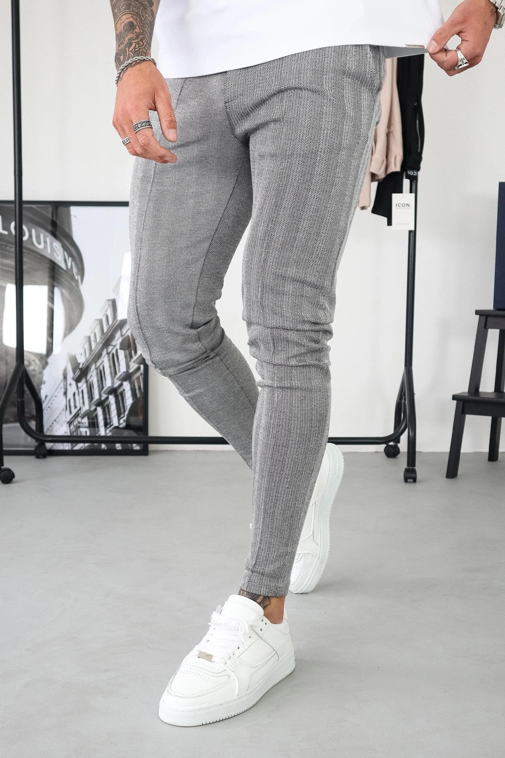 LE PANTALON CHEVRON - GRIS CLAIR